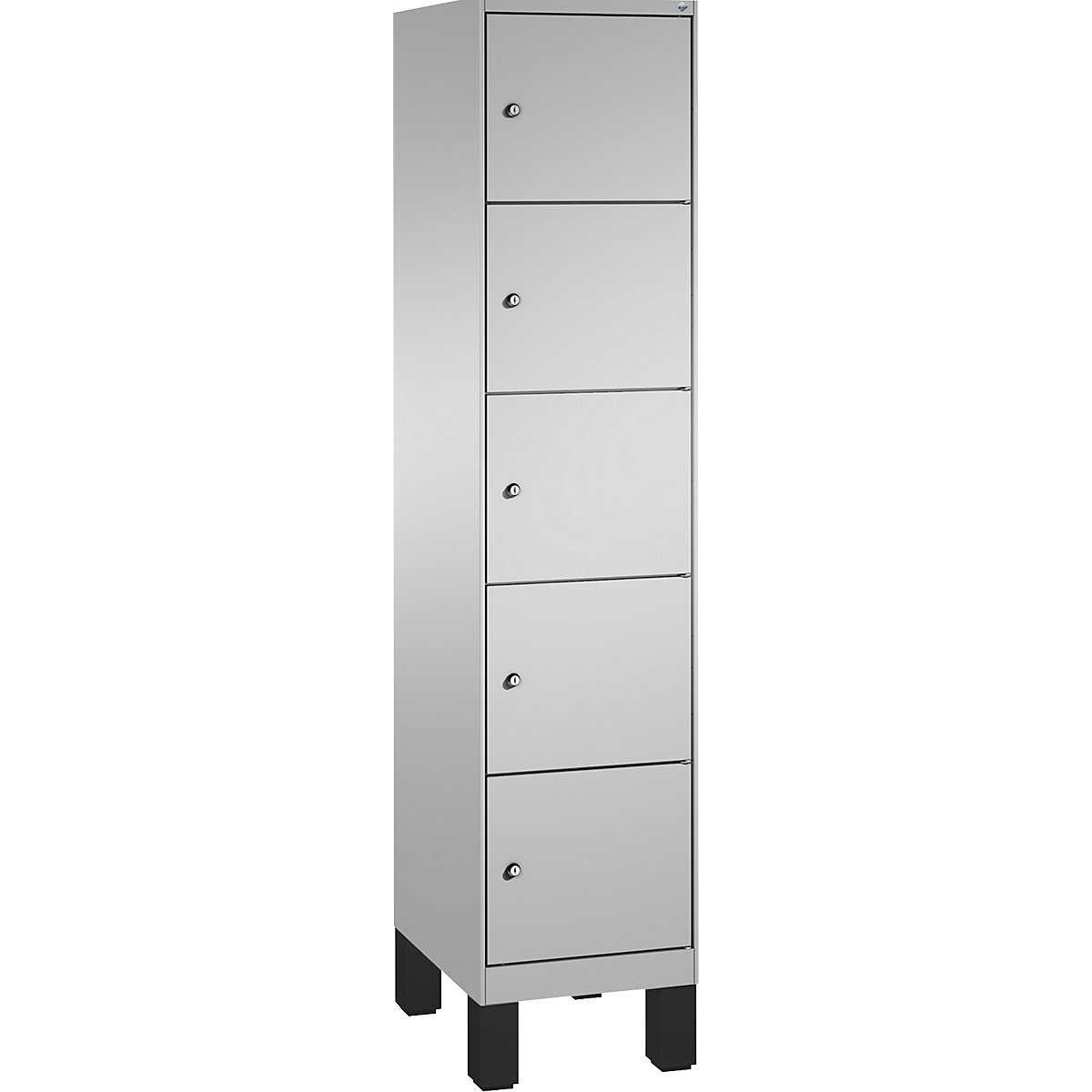 EVOLO locker unit, with feet – C+P, 1 compartment, 5 shelf compartments, compartment width 400 mm, white aluminium / white aluminium-9