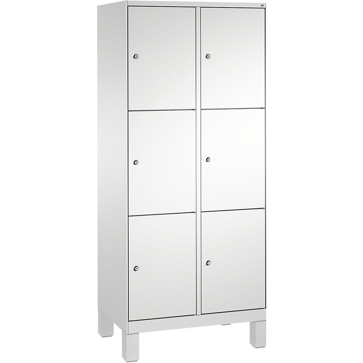 EVOLO locker unit, with feet – C+P, 2 compartments, 3 shelf compartments each, compartment width 400 mm, light grey