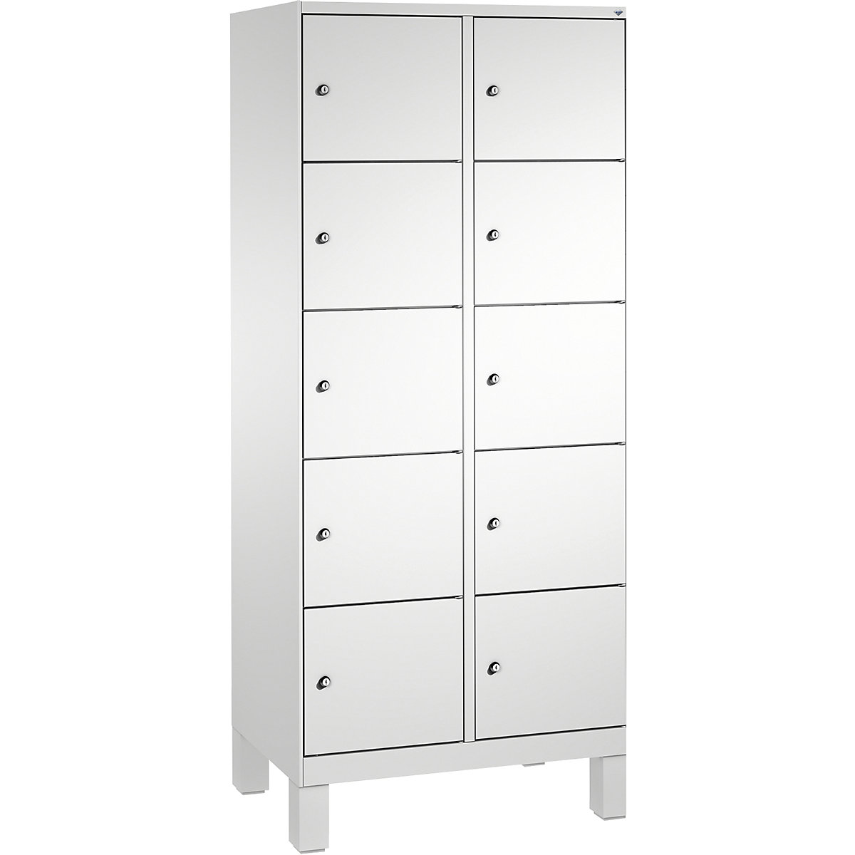 EVOLO locker unit, with feet – C+P, 2 compartments, 5 shelf compartments each, compartment width 400 mm, light grey-8