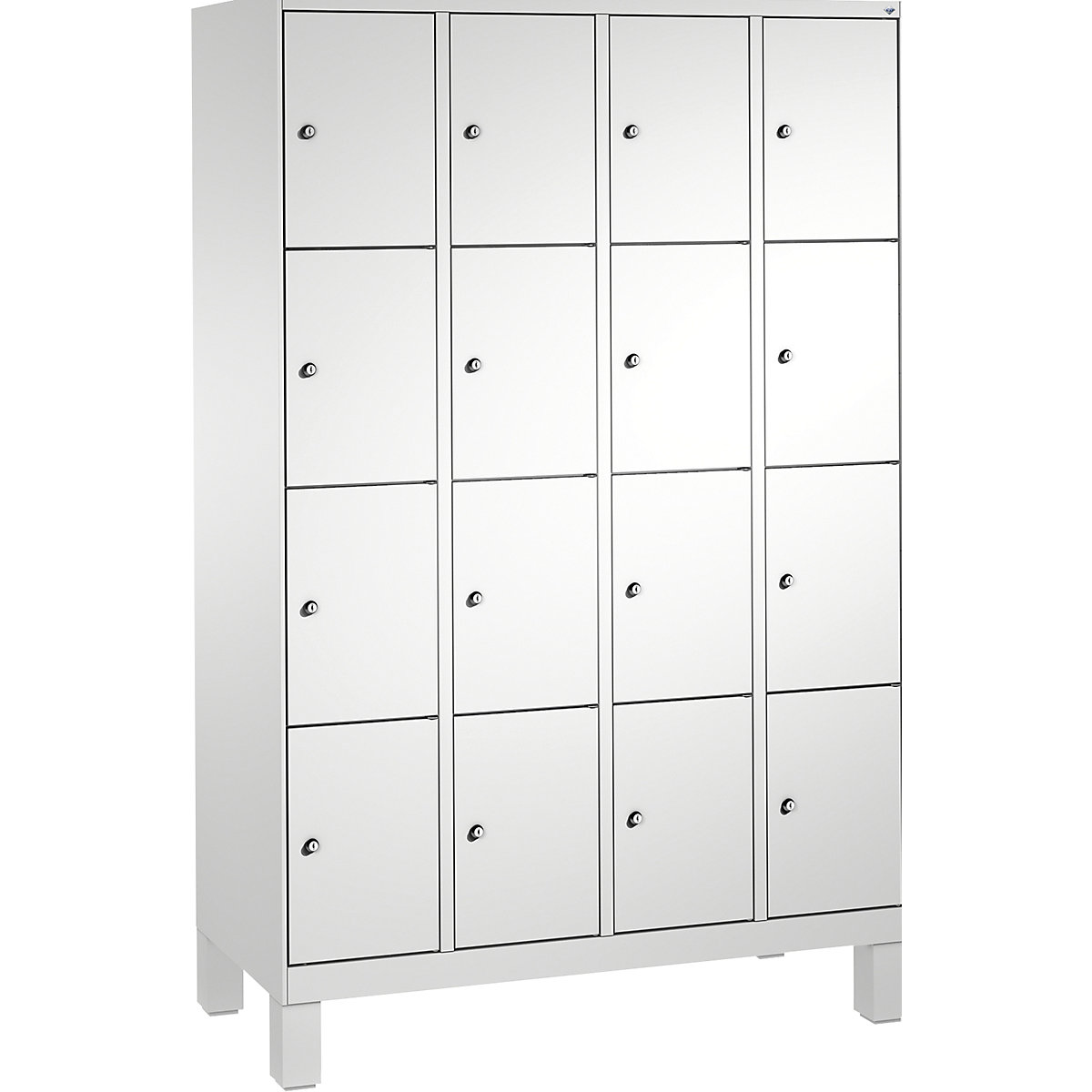 EVOLO locker unit, with feet – C+P, 4 compartments, 4 shelf compartments each, compartment width 300 mm, light grey-4