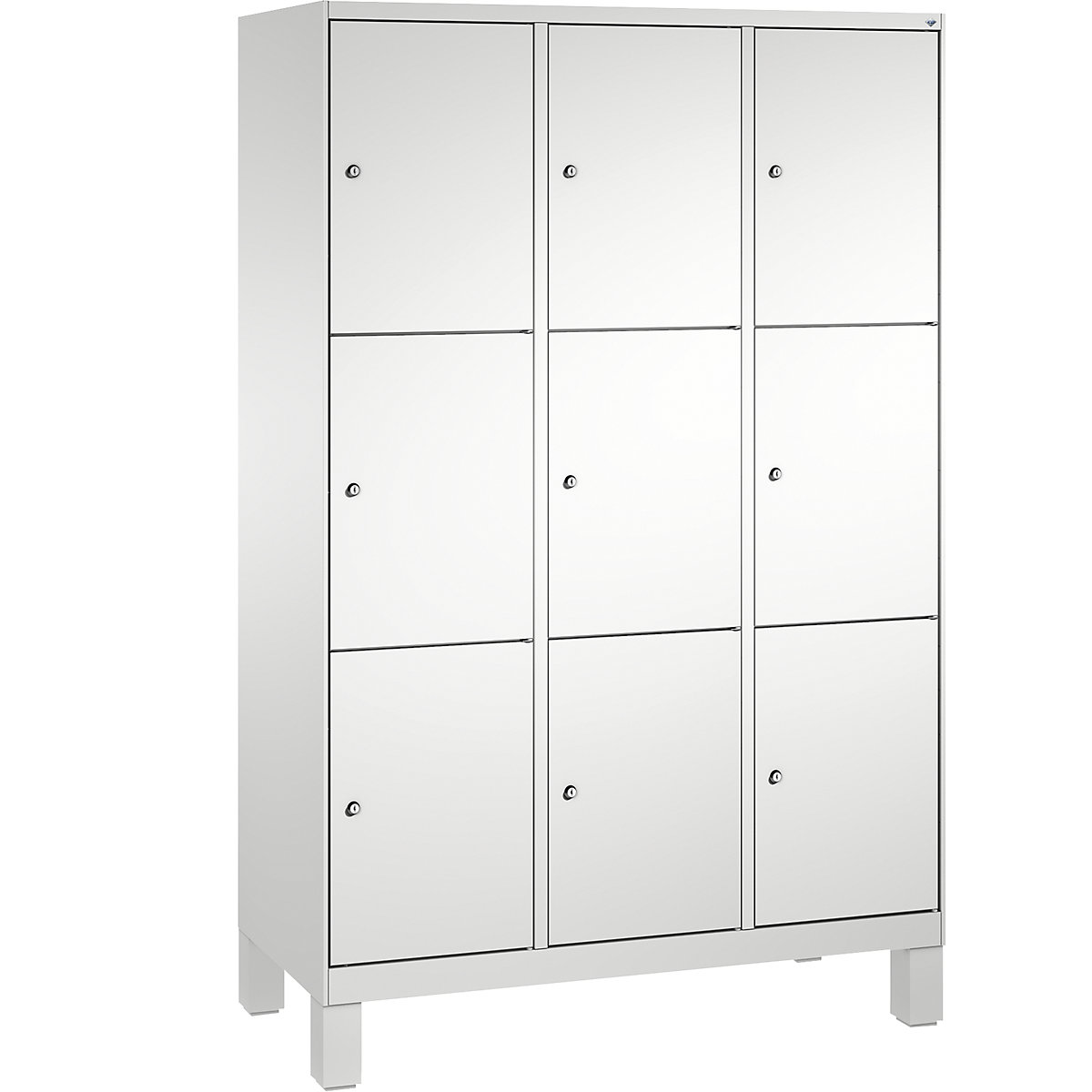 EVOLO locker unit, with feet – C+P, 3 compartments, 3 shelf compartments each, compartment width 400 mm, light grey-4