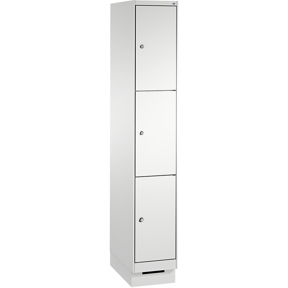 EVOLO locker unit, with plinth – C+P, 1 compartment, 3 shelf compartments, compartment width 300 mm, light grey-8