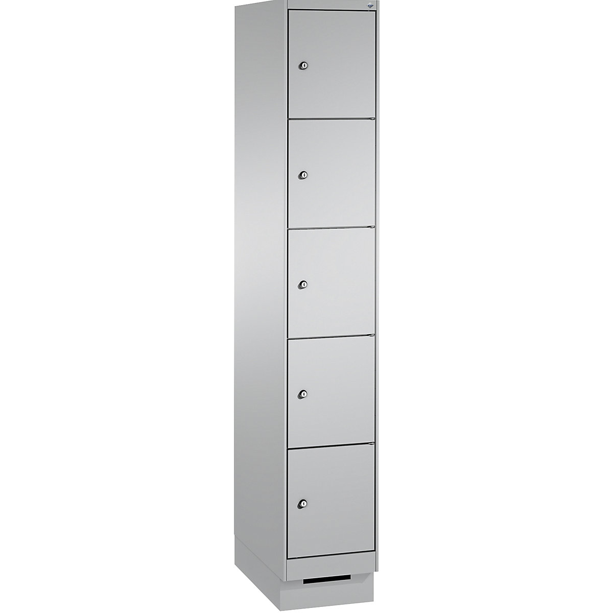 EVOLO locker unit, with plinth – C+P, 1 compartment, 5 shelf compartments, compartment width 300 mm, white aluminium-8