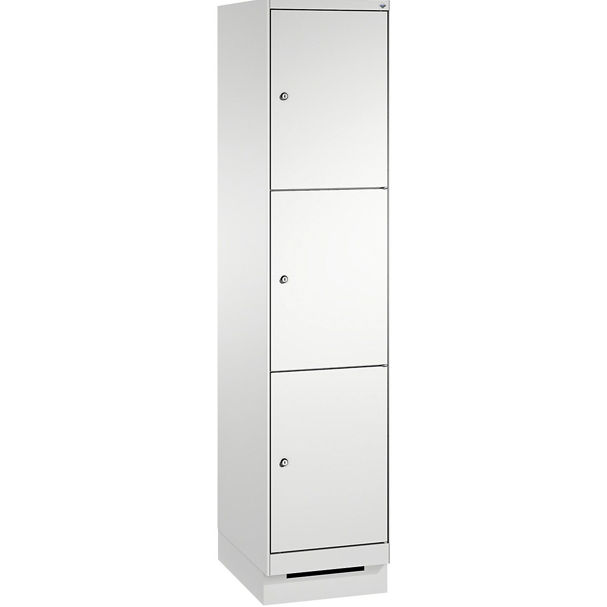 EVOLO locker unit, with plinth – C+P, 1 compartment, 3 shelf compartments, compartment width 400 mm, light grey-2