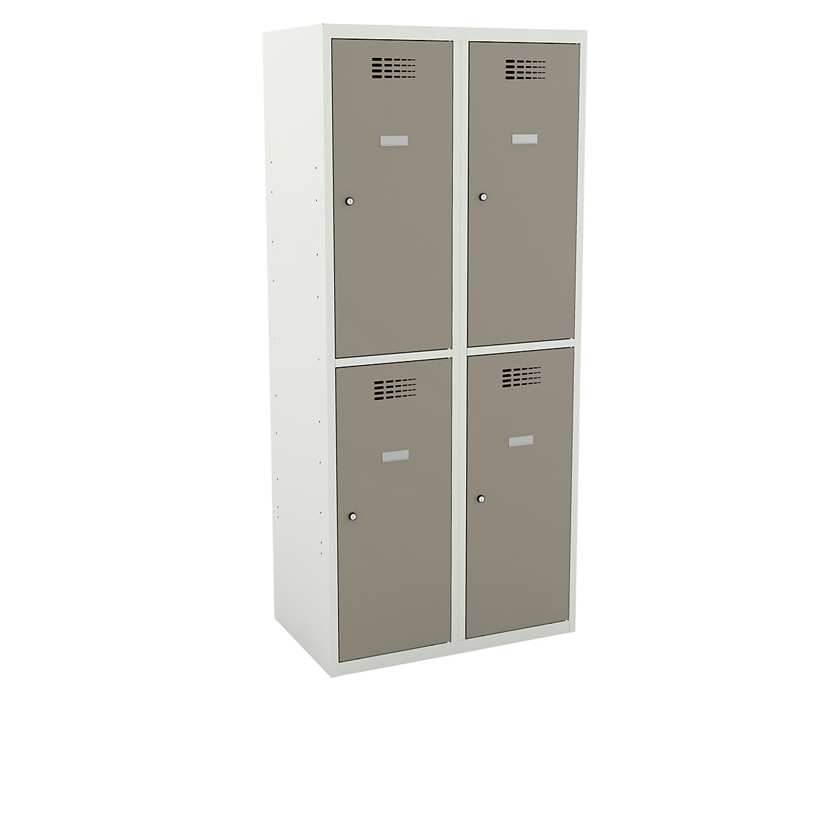 Half-height cloakroom locker, HxWxD 1800 x 800 x 500 mm, with plinth, doors pebble grey-1