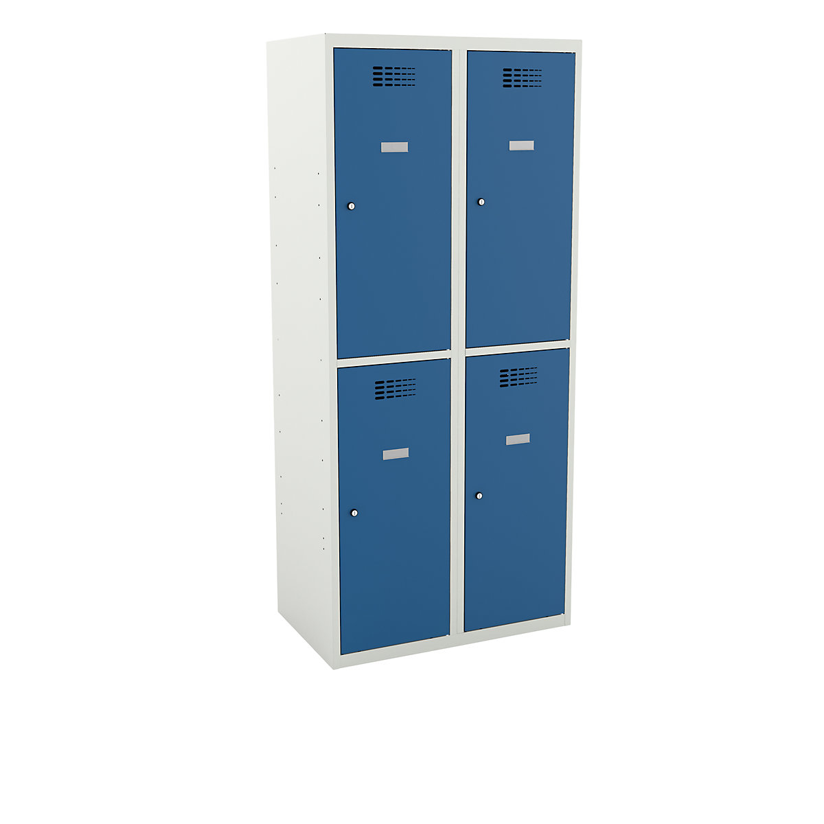 Half-height cloakroom locker, HxWxD 1800 x 800 x 500 mm, with plinth, light blue doors-2