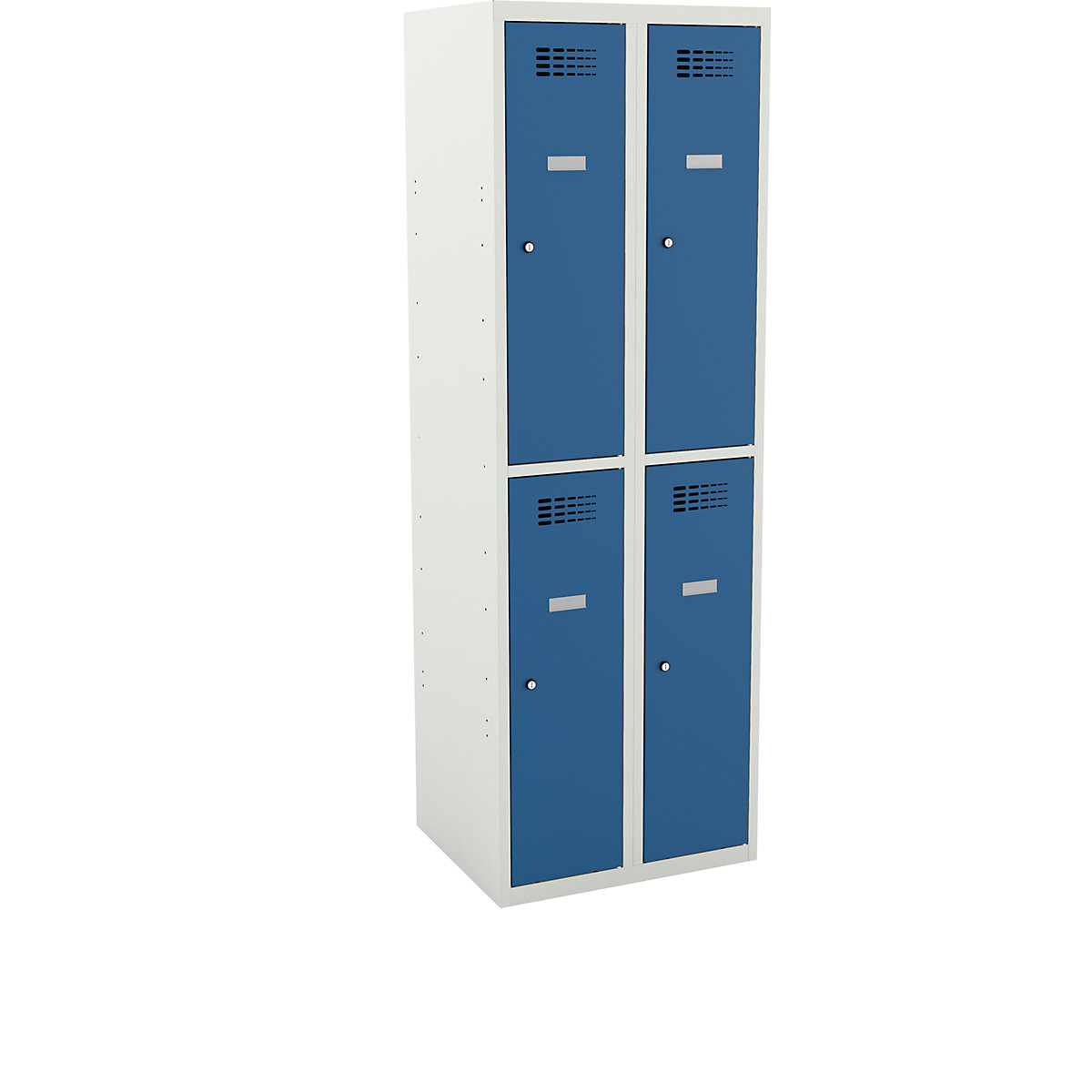 Half-height cloakroom locker, HxWxD 1800 x 600 x 500 mm, with plinth, light blue doors-1