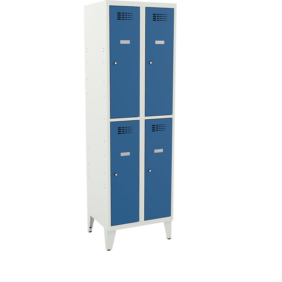 Half-height cloakroom locker, HxWxD 1940 x 600 x 500 mm, with feet, light blue doors-1