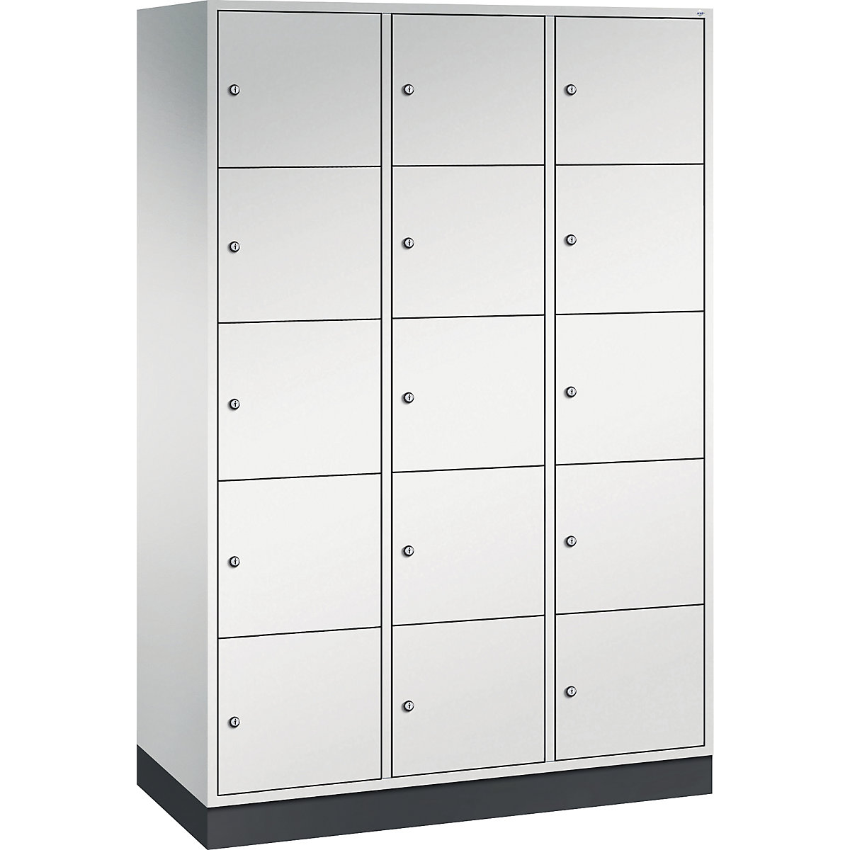 INTRO steel compartment locker, compartment height 345 mm – C+P, WxD 1220 x 500 mm, 15 compartments, light grey body, light grey doors