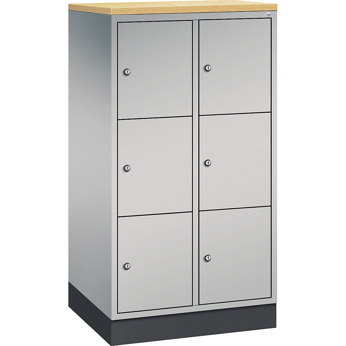 INTRO steel compartment locker, compartment height 345 mm – C+P, WxD 620 x 500 mm, 6 compartments, white aluminium body, white aluminium doors