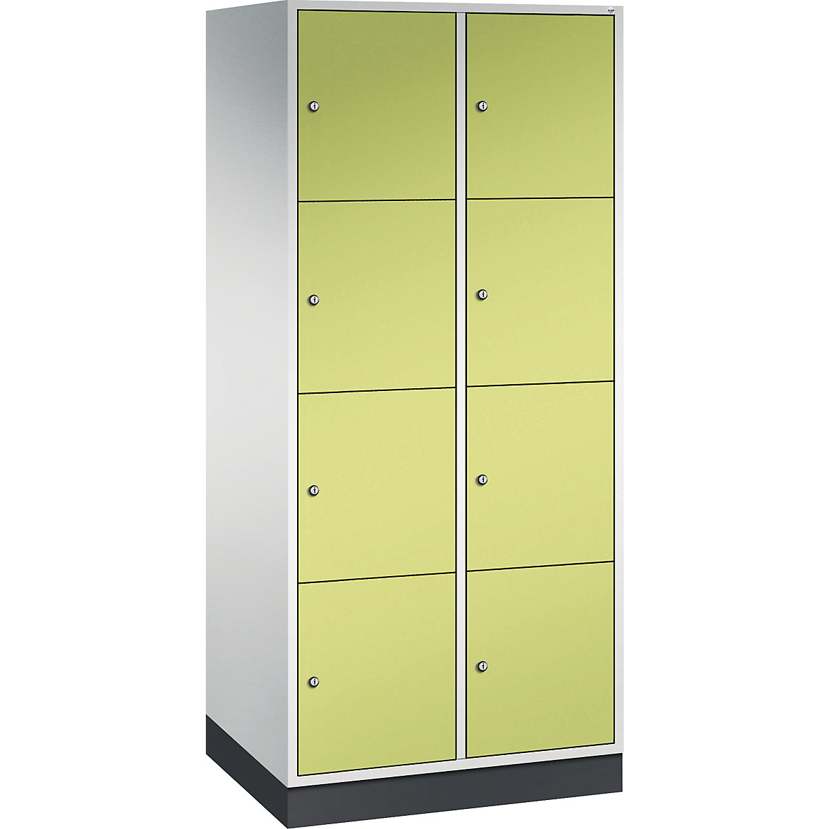 INTRO steel compartment locker, compartment height 435 mm – C+P, WxD 820 x 600 mm, 8 compartments, light grey body, viridian green doors