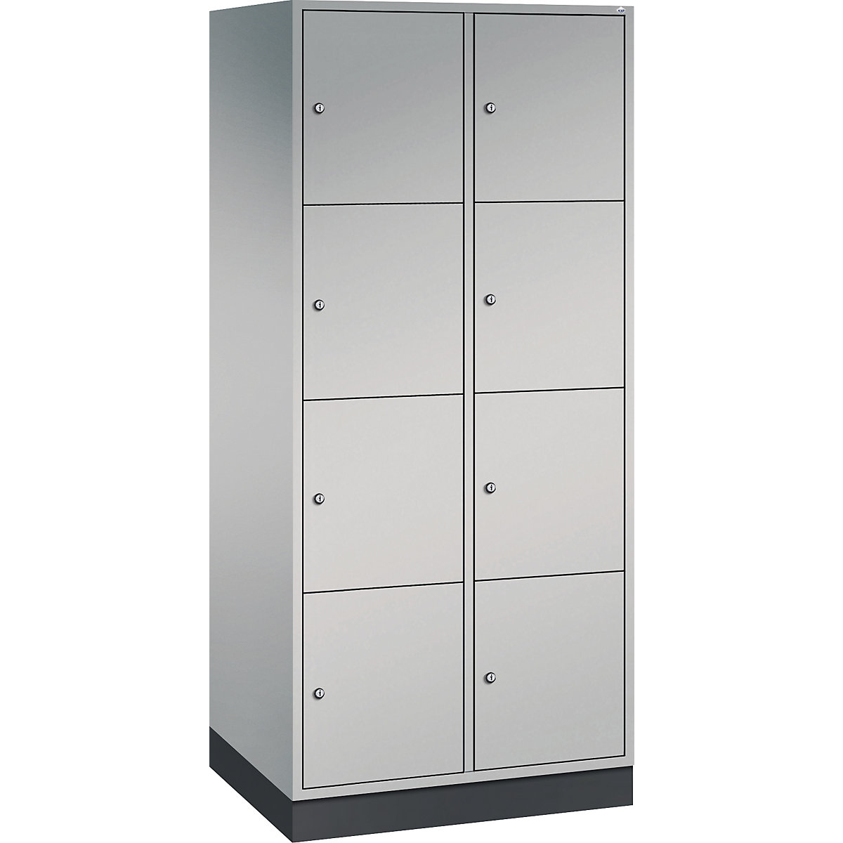 INTRO steel compartment locker, compartment height 435 mm – C+P, WxD 820 x 600 mm, 8 compartments, white aluminium body, white aluminium doors