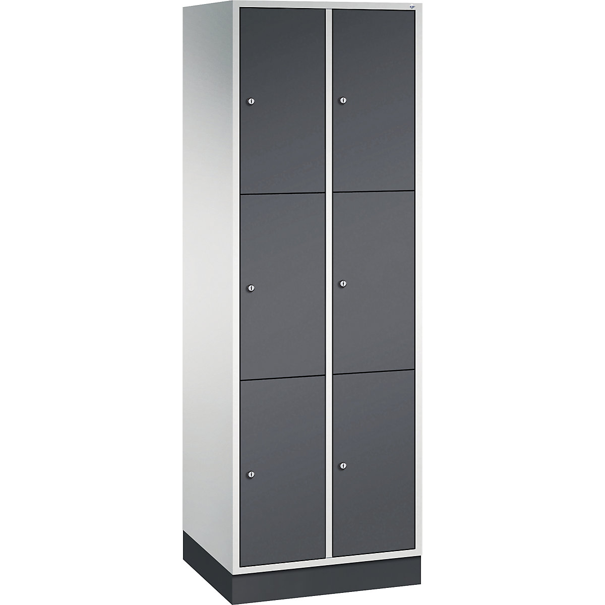 INTRO steel compartment locker, compartment height 580 mm – C+P, WxD 620 x 500 mm, 6 compartments, light grey body, black grey doors
