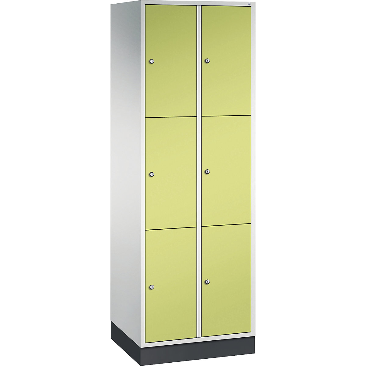 INTRO steel compartment locker, compartment height 580 mm – C+P, WxD 620 x 500 mm, 6 compartments, light grey body, viridian green doors