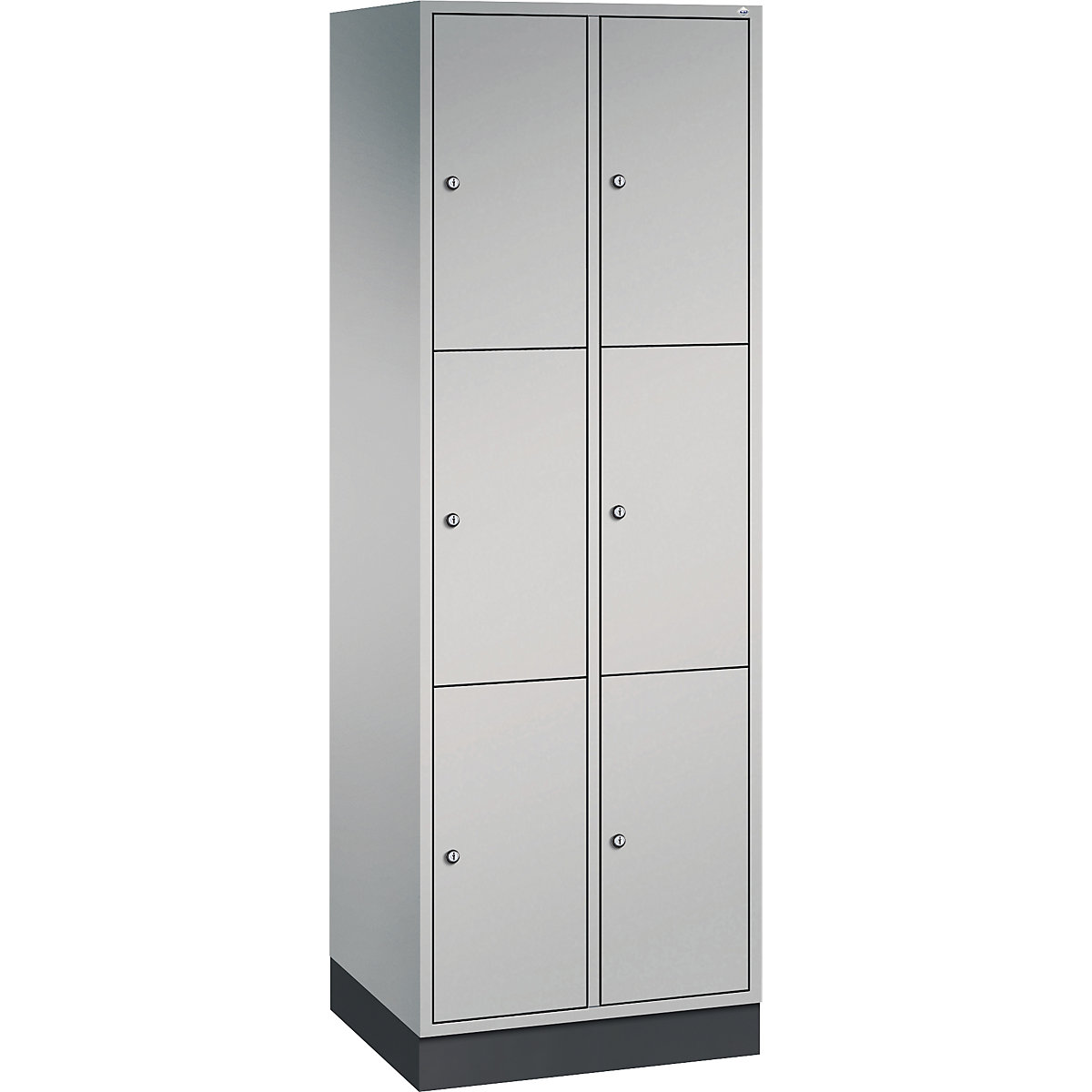 INTRO steel compartment locker, compartment height 580 mm – C+P, WxD 620 x 500 mm, 6 compartments, white aluminium body, white aluminium doors