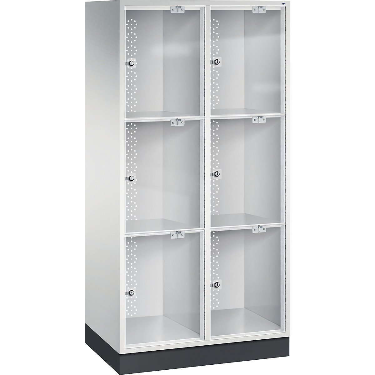 | INTRO C+P: compartment x 500 height – glass 820 510 mm, kaiserkraft steel with x mm, 6 door compartments compartment locker acrylic HxWxD 1750