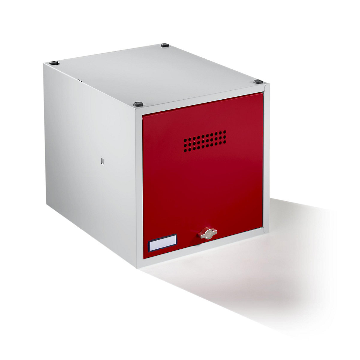 Individual locker, can be expanded – Wolf, HxWxD 400 x 400 x 500 mm, for padlock, door flame red-6