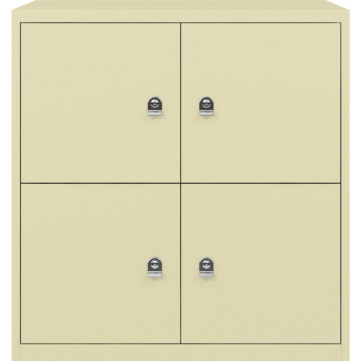 LateralFile™ lodge – BISLEY, with 4 lockable compartments, height 375 mm each, cream