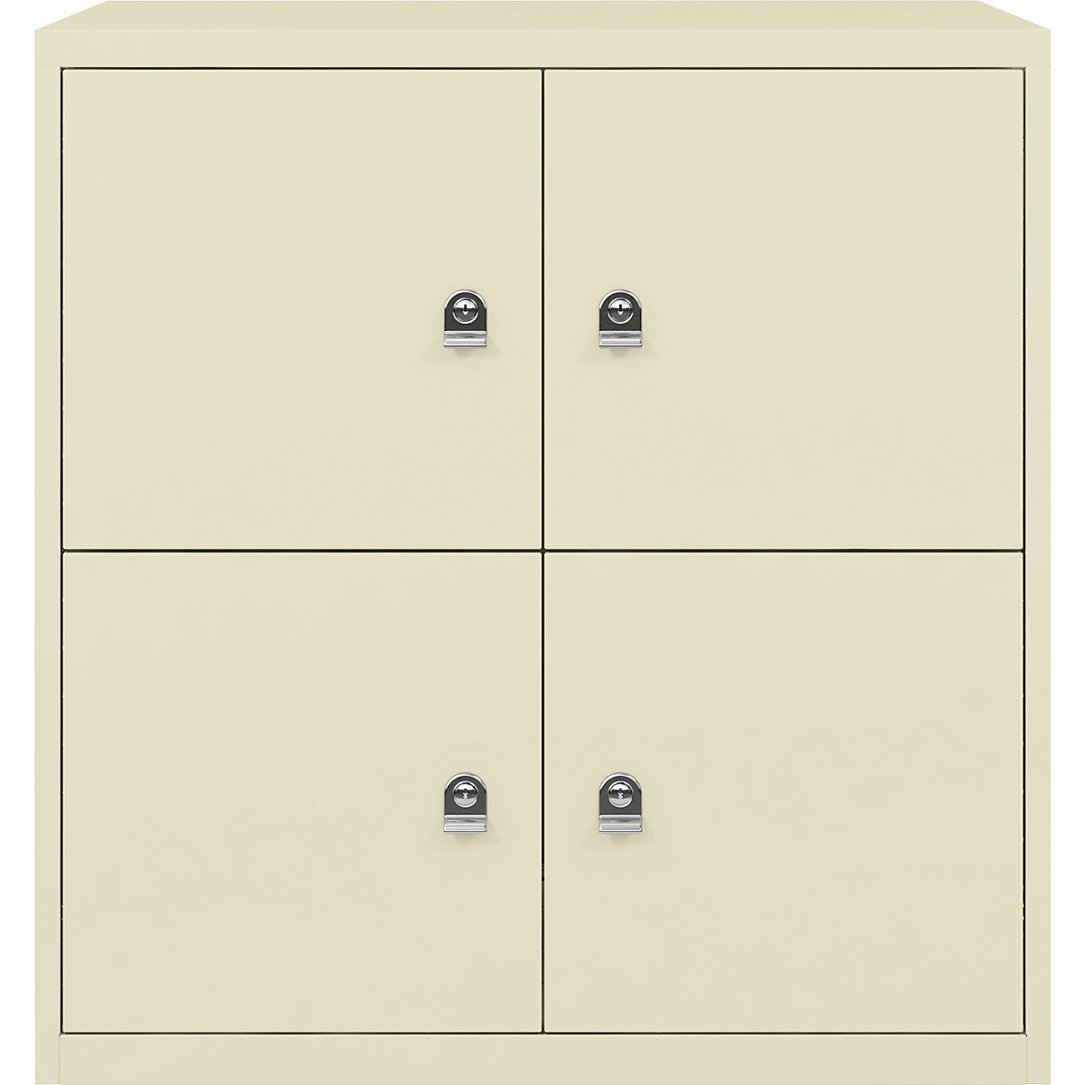 LateralFile™ lodge – BISLEY, with 4 lockable compartments, height 375 mm each, light ivory
