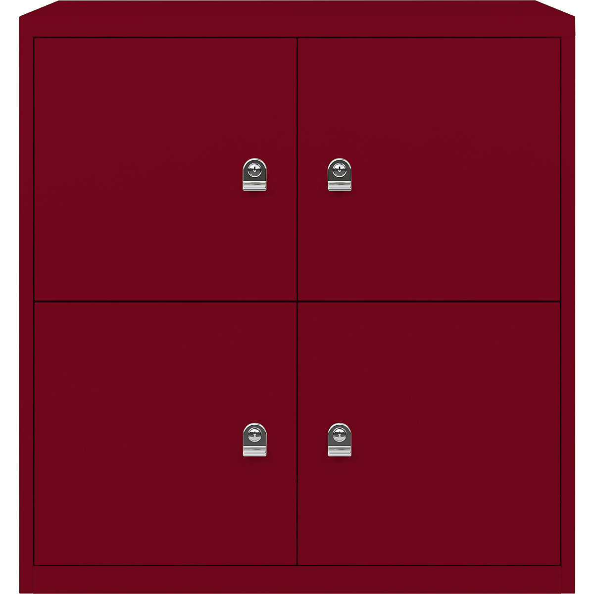LateralFile™ lodge – BISLEY, with 4 lockable compartments, height 375 mm each, cardinal red