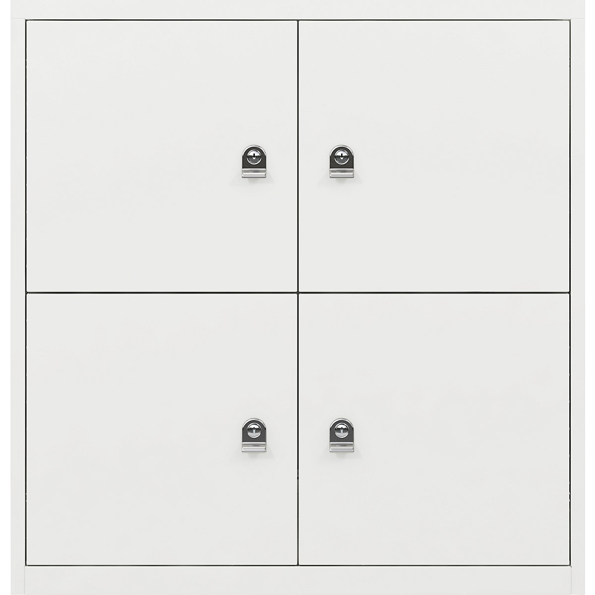BISLEY – LateralFile™ lodge, with 4 lockable compartments, height 375 mm each, traffic white