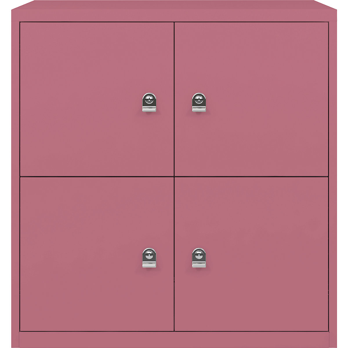 LateralFile™ lodge – BISLEY, with 4 lockable compartments, height 375 mm each, pink