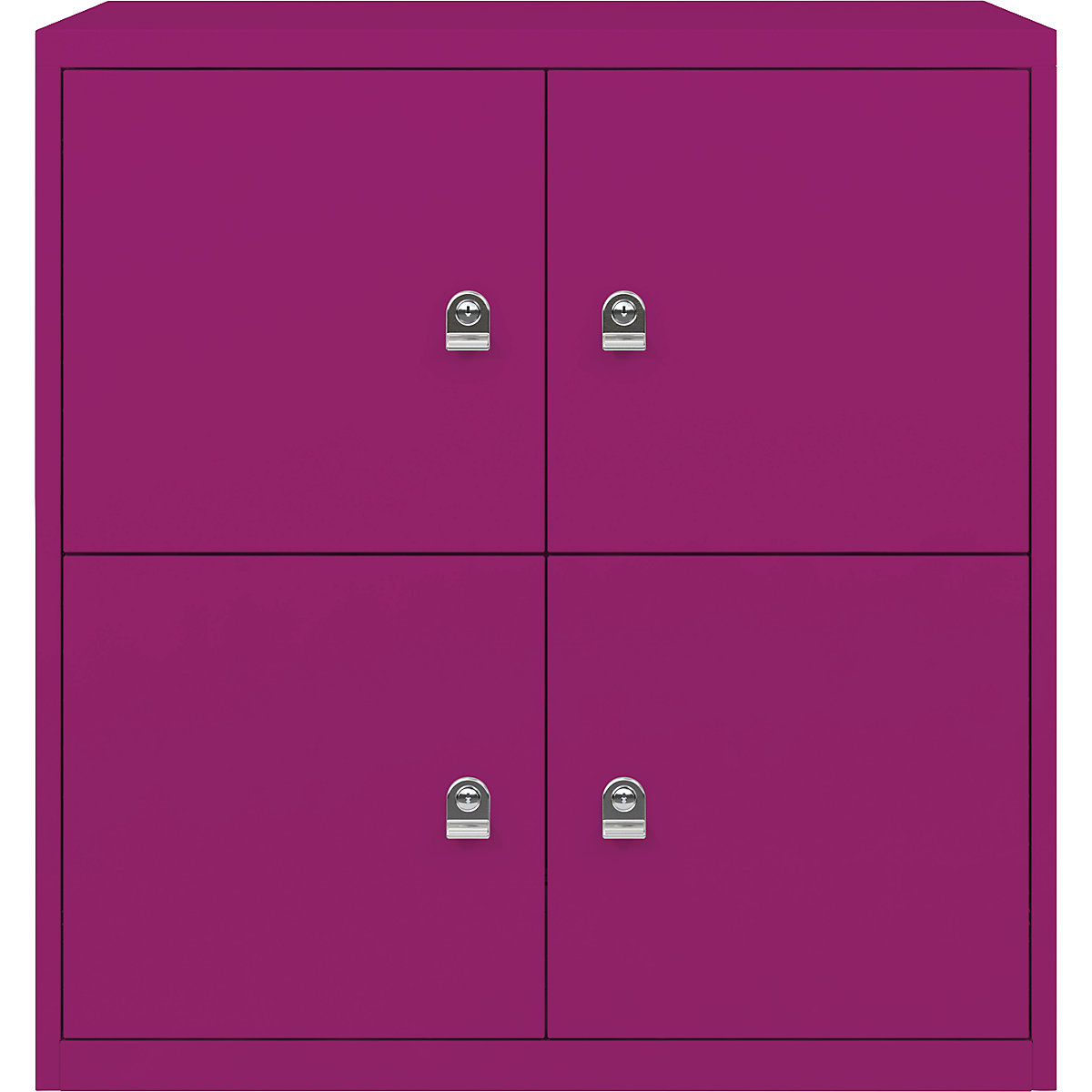 LateralFile™ lodge – BISLEY, with 4 lockable compartments, height 375 mm each, fuchsia