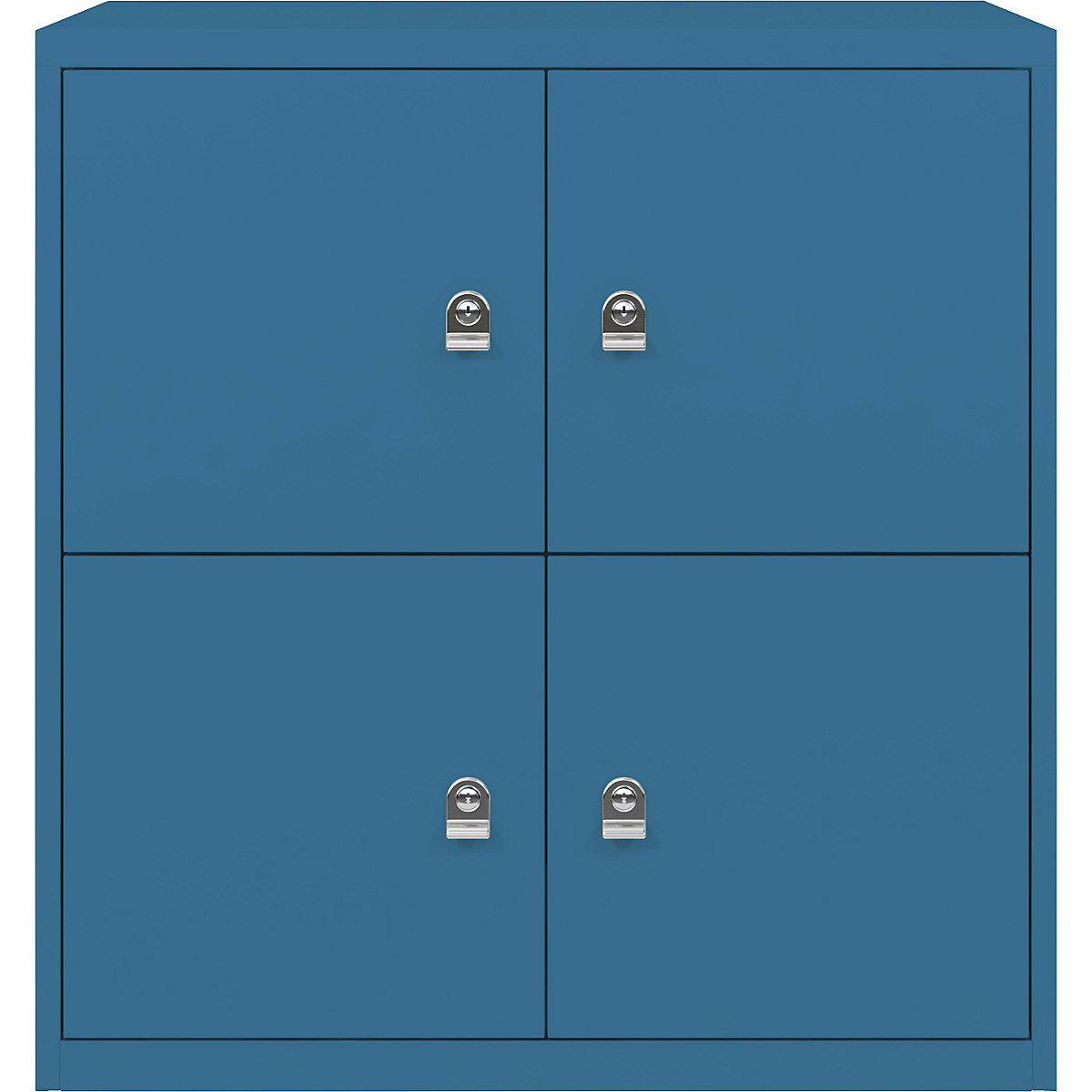 BISLEY – LateralFile™ lodge, with 4 lockable compartments, height 375 mm each, azure