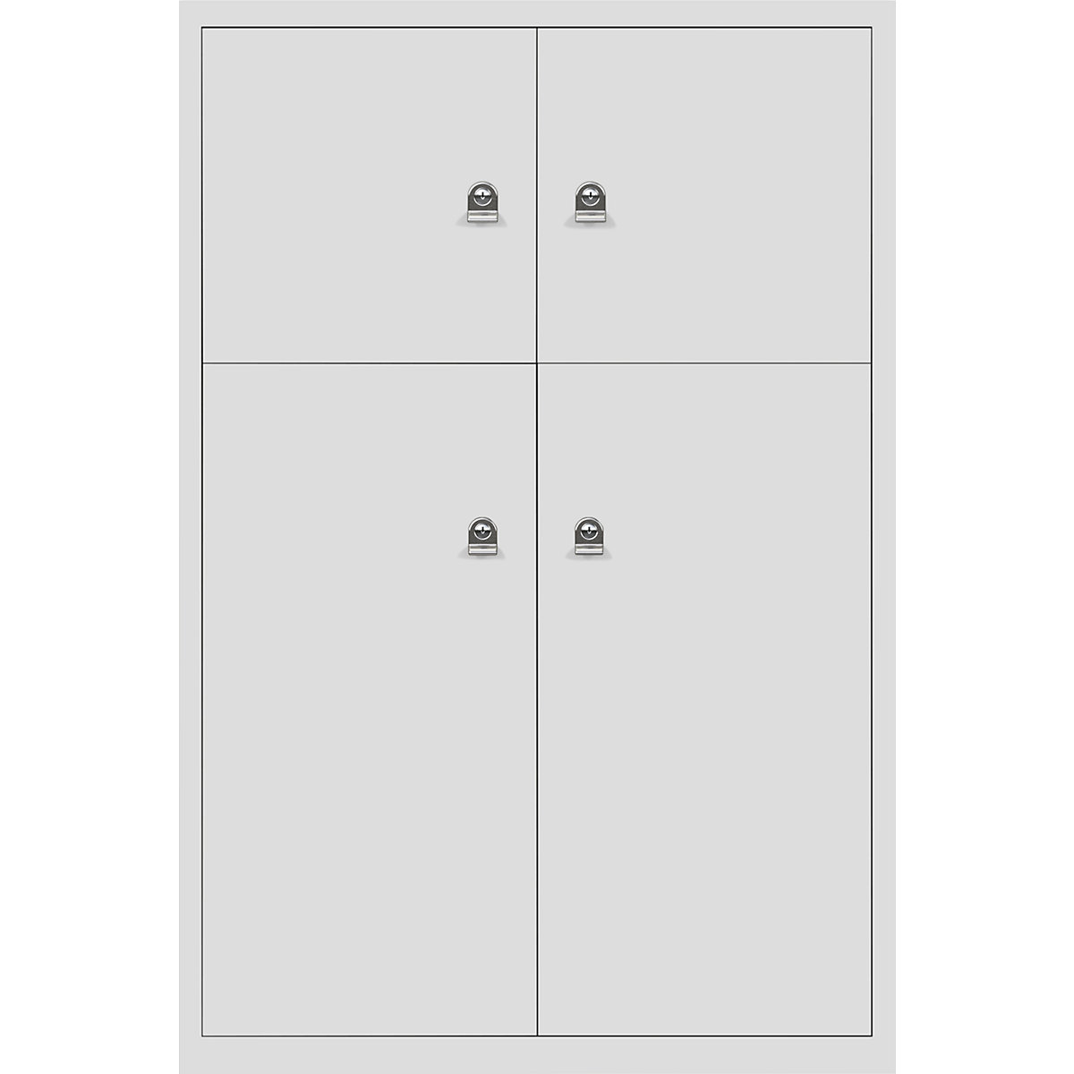BISLEY – LateralFile™ lodge, with 4 lockable compartments, height 2 x 375 mm, 2 x 755 mm, light grey