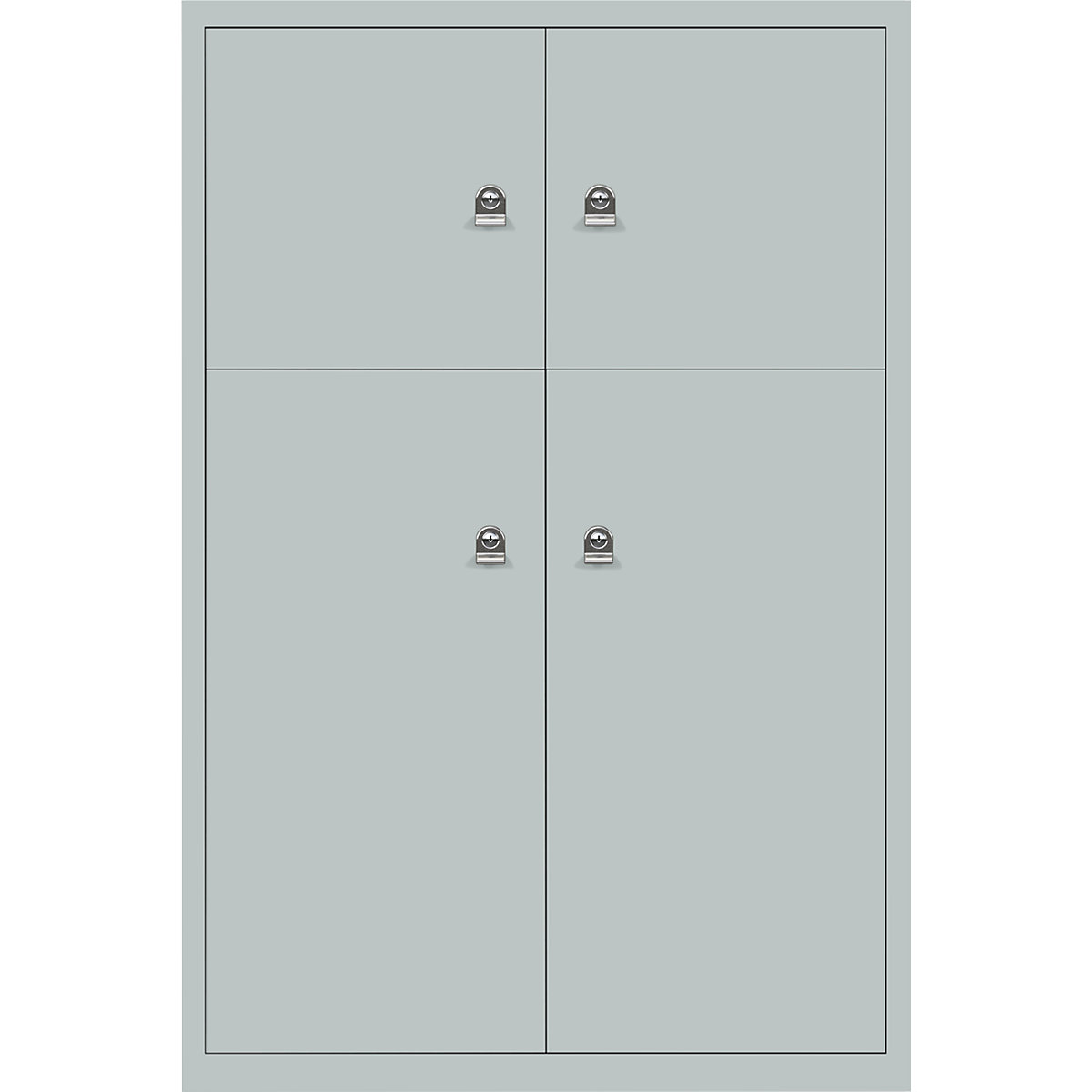 BISLEY – LateralFile™ lodge, with 4 lockable compartments, height 2 x 375 mm, 2 x 755 mm, silver