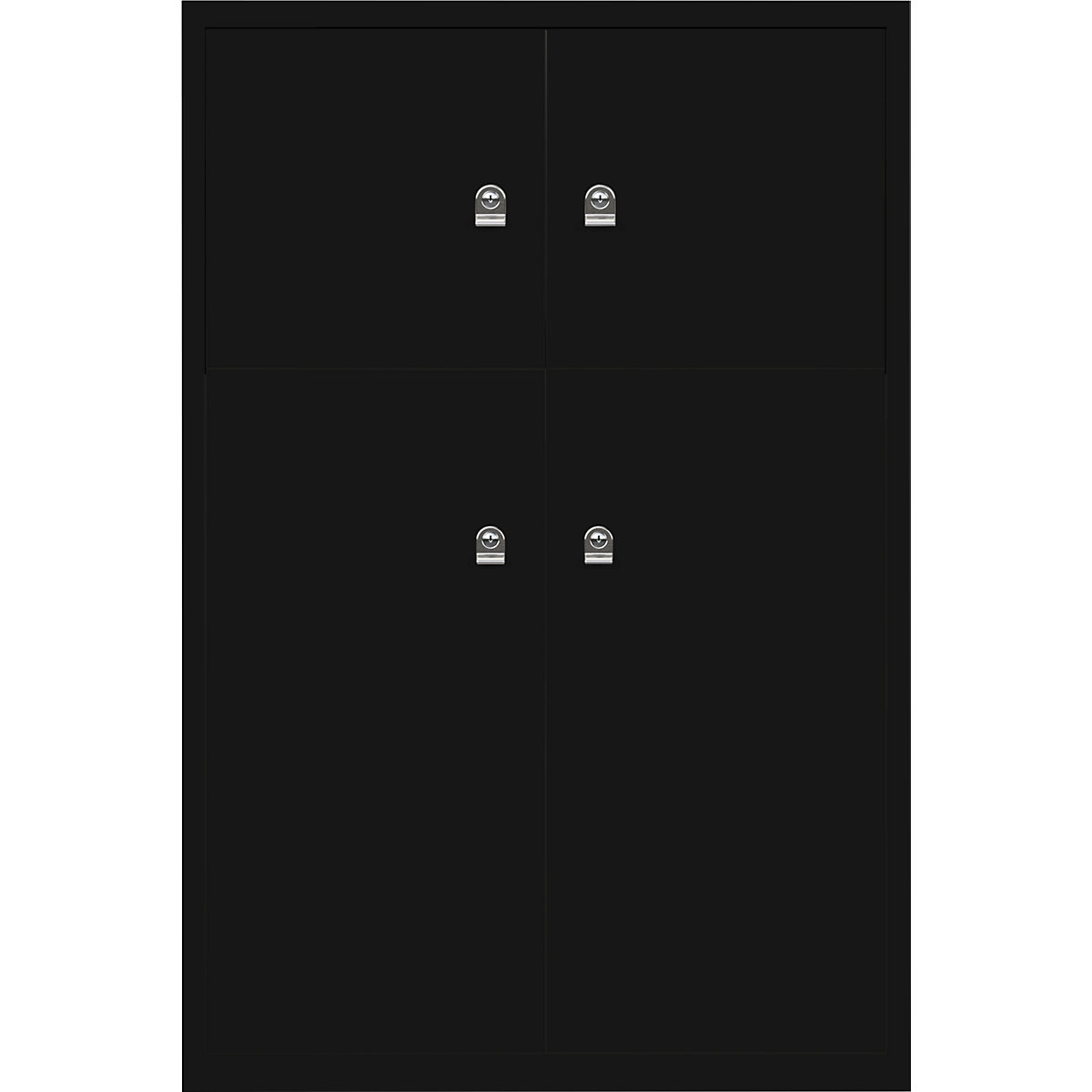 BISLEY – LateralFile™ lodge, with 4 lockable compartments, height 2 x 375 mm, 2 x 755 mm, black