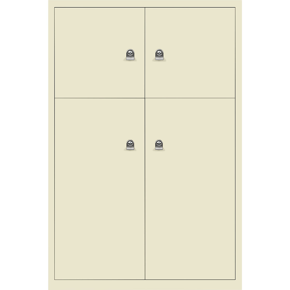 BISLEY – LateralFile™ lodge, with 4 lockable compartments, height 2 x 375 mm, 2 x 755 mm, light ivory