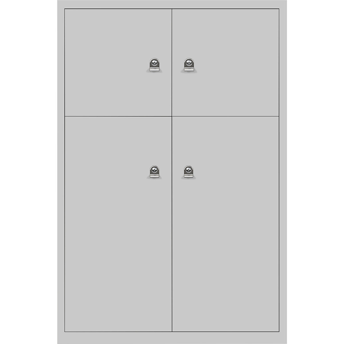 BISLEY – LateralFile™ lodge, with 4 lockable compartments, height 2 x 375 mm, 2 x 755 mm, goose grey