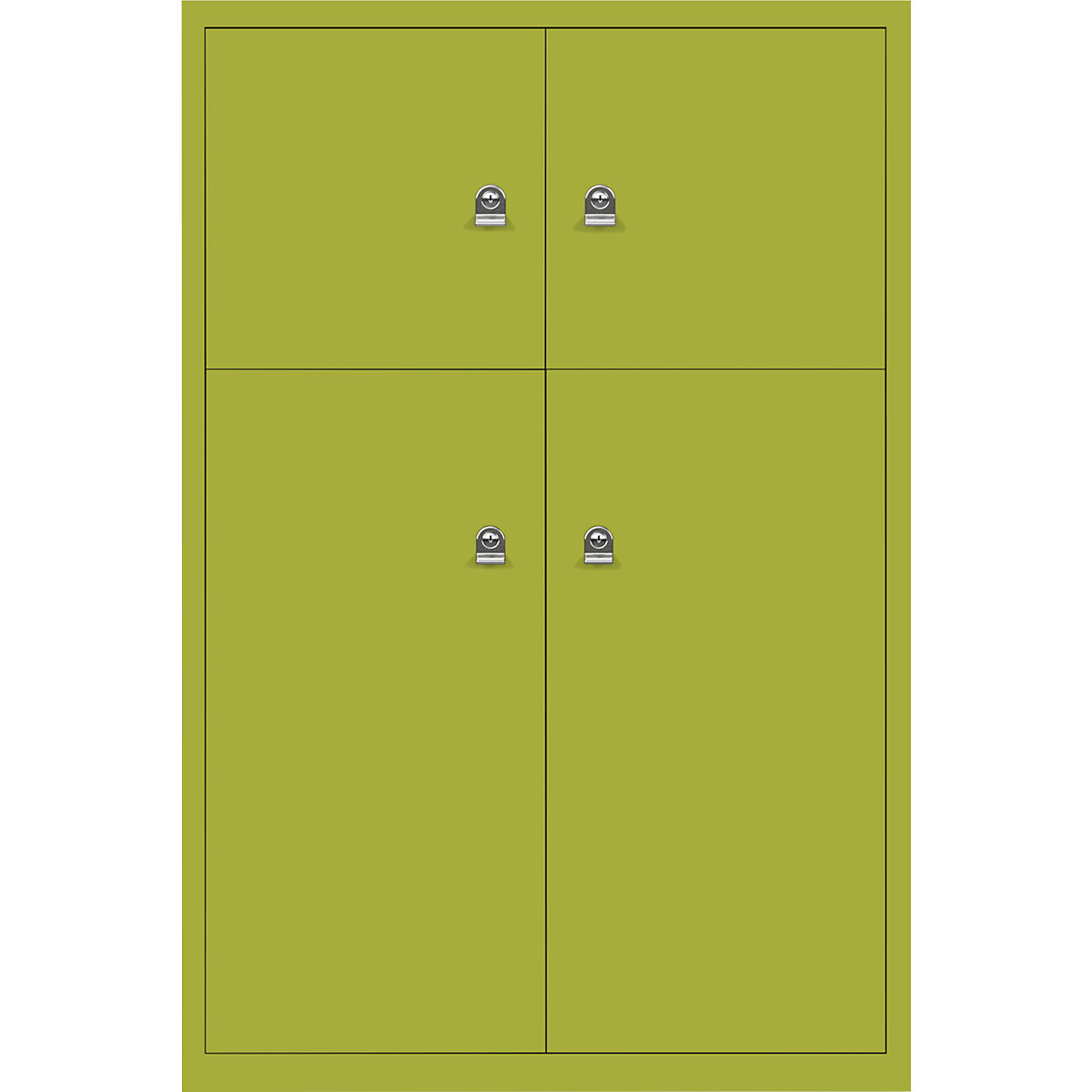 BISLEY – LateralFile™ lodge, with 4 lockable compartments, height 2 x 375 mm, 2 x 755 mm, green