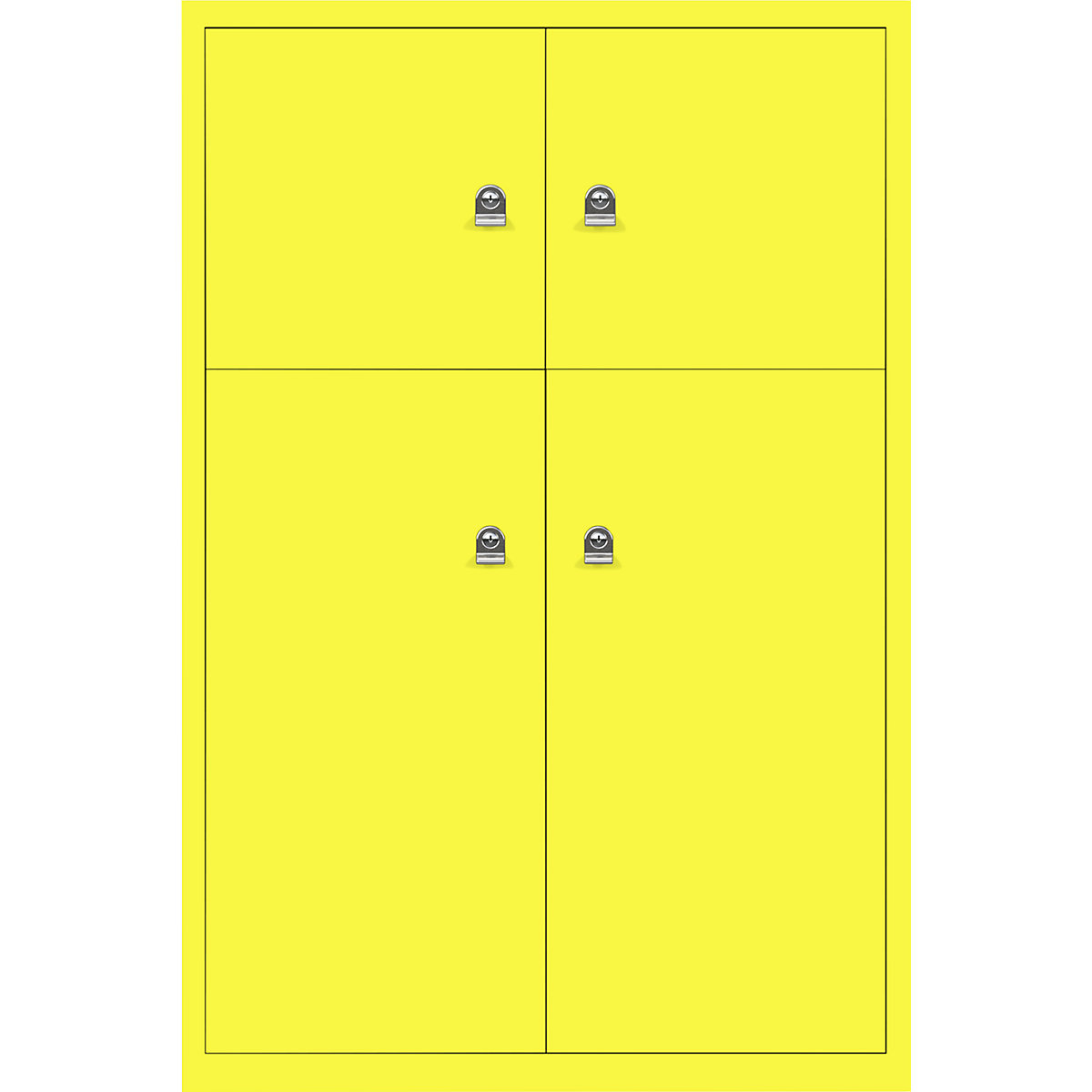 BISLEY – LateralFile™ lodge, with 4 lockable compartments, height 2 x 375 mm, 2 x 755 mm, zinc yellow