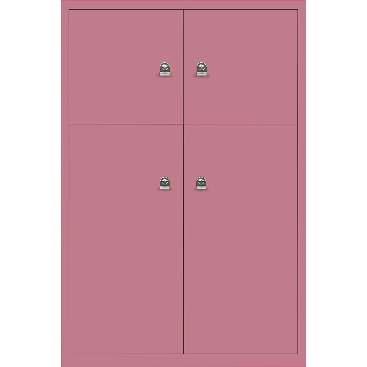 BISLEY – LateralFile™ lodge, with 4 lockable compartments, height 2 x 375 mm, 2 x 755 mm, pink