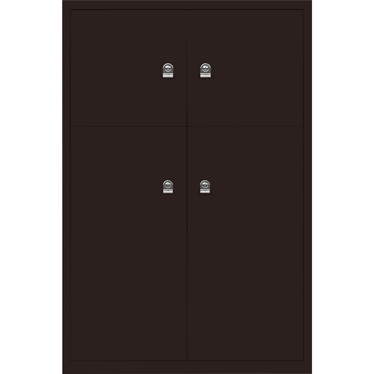 BISLEY – LateralFile™ lodge, with 4 lockable compartments, height 2 x 375 mm, 2 x 755 mm, sepia brown
