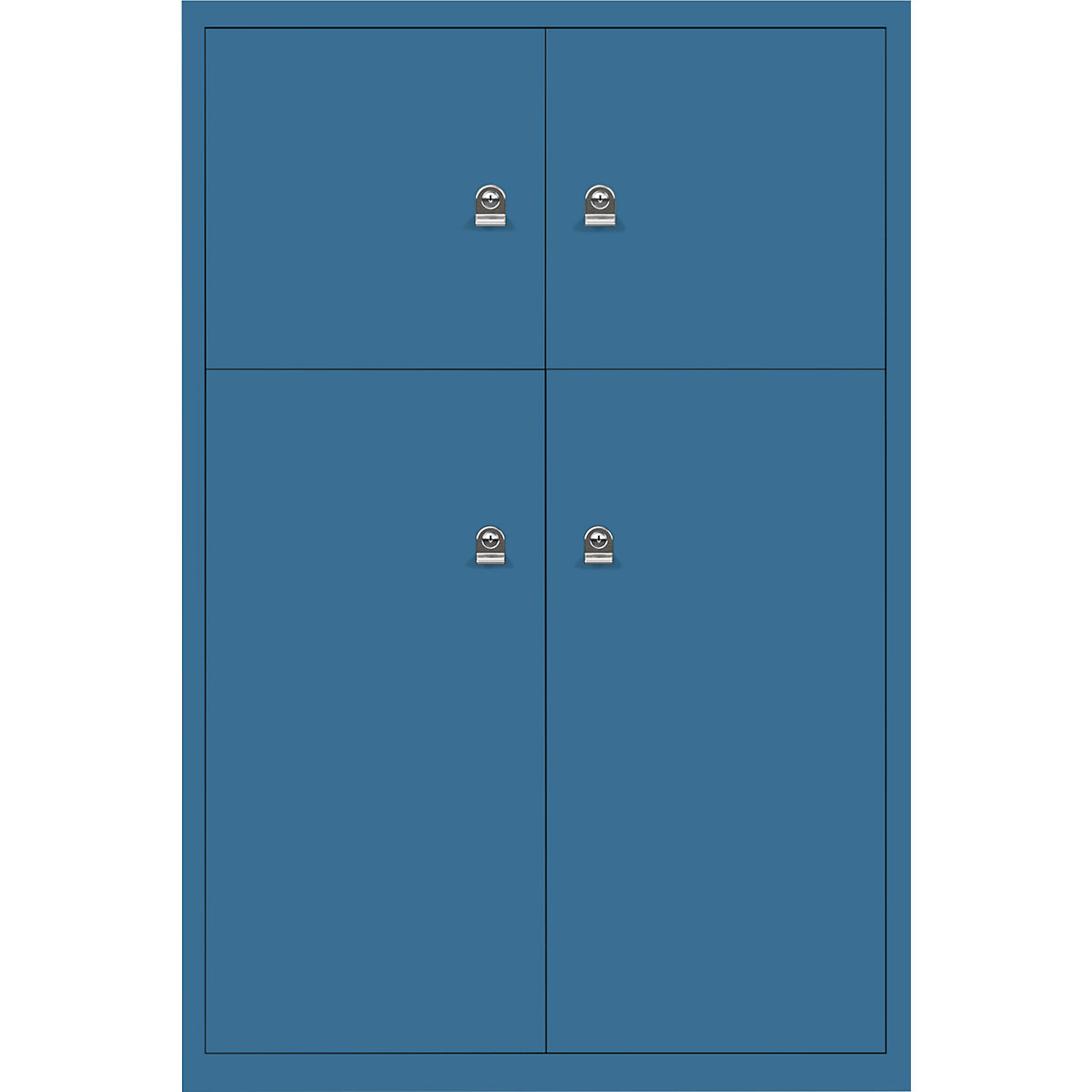 BISLEY – LateralFile™ lodge, with 4 lockable compartments, height 2 x 375 mm, 2 x 755 mm, azure