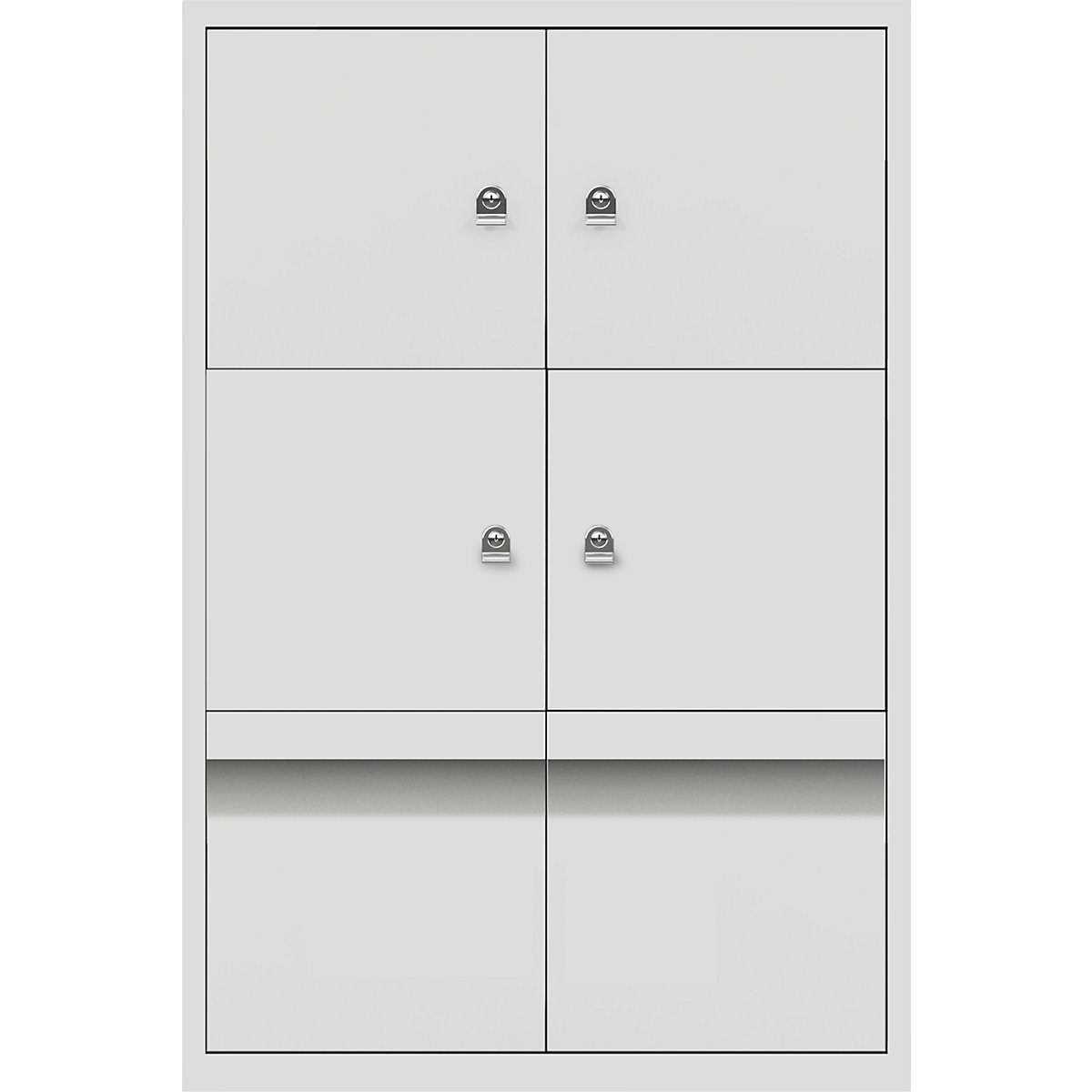 LateralFile™ lodge – BISLEY, with 4 lockable compartments and 2 drawers, height 375 mm each, light grey-5