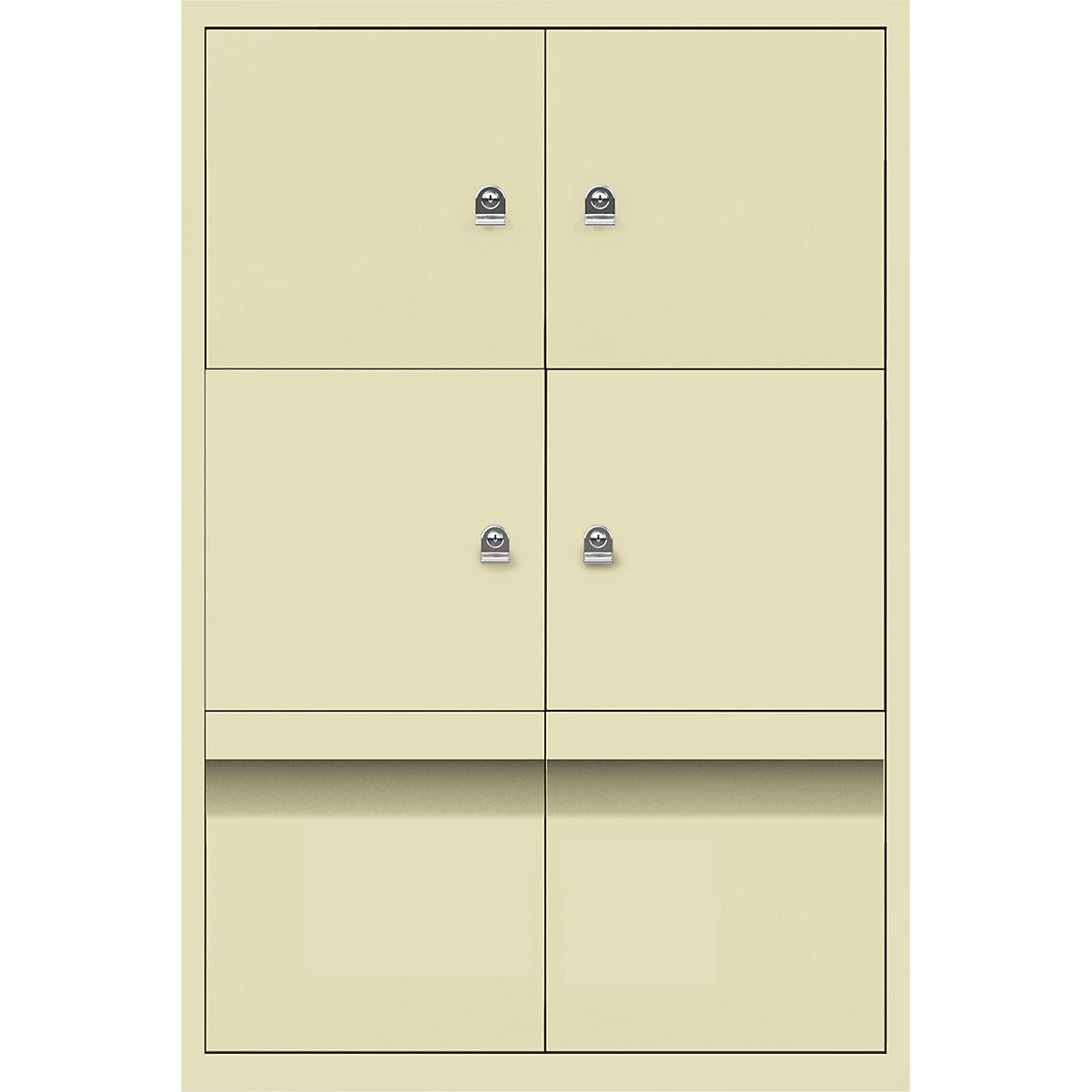 LateralFile™ lodge – BISLEY, with 4 lockable compartments and 2 drawers, height 375 mm each, cream-28