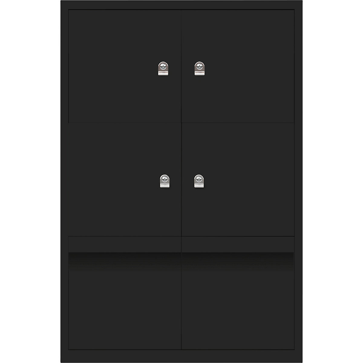 LateralFile™ lodge – BISLEY, with 4 lockable compartments and 2 drawers, height 375 mm each, black-8