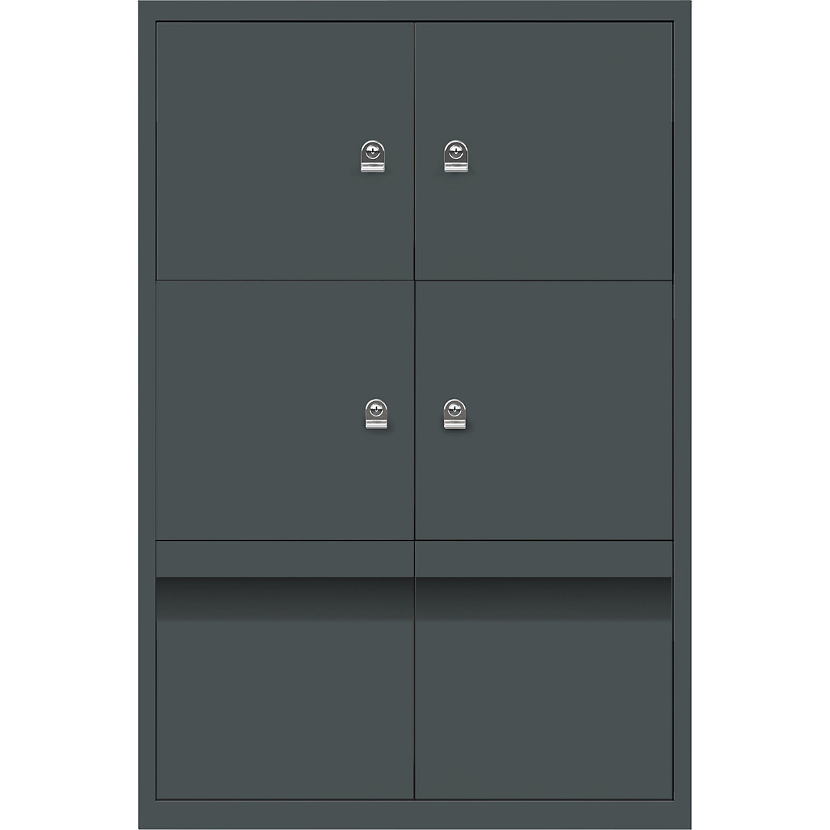 LateralFile™ lodge – BISLEY, with 4 lockable compartments and 2 drawers, height 375 mm each, charcoal-21
