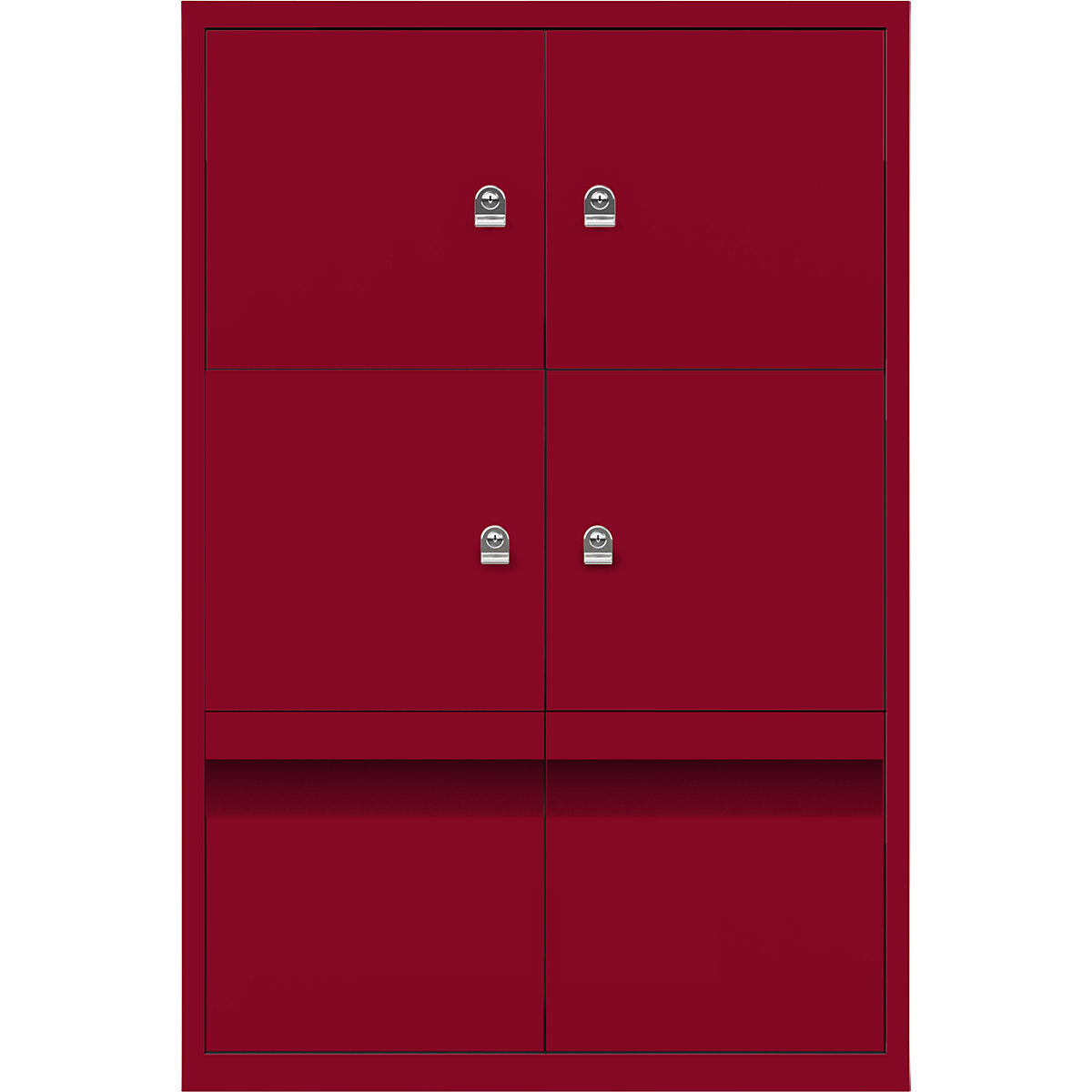 LateralFile™ lodge – BISLEY, with 4 lockable compartments and 2 drawers, height 375 mm each, cardinal red-24