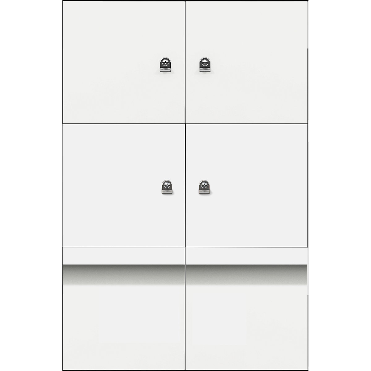 LateralFile™ lodge – BISLEY, with 4 lockable compartments and 2 drawers, height 375 mm each, traffic white-17