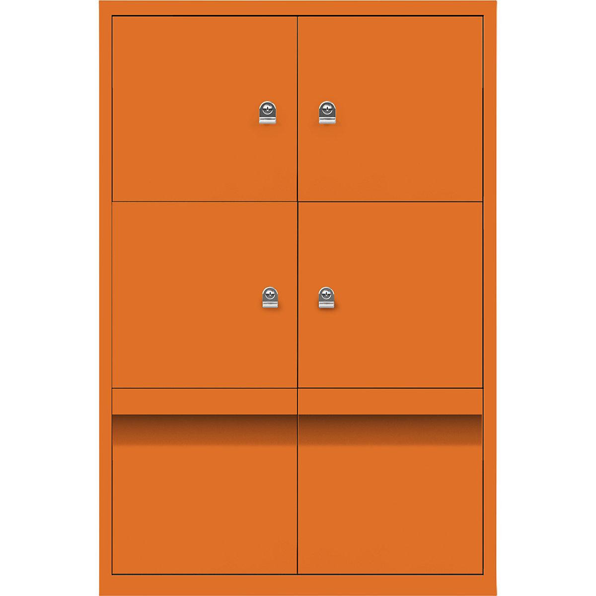 LateralFile™ lodge – BISLEY, with 4 lockable compartments and 2 drawers, height 375 mm each, orange-31