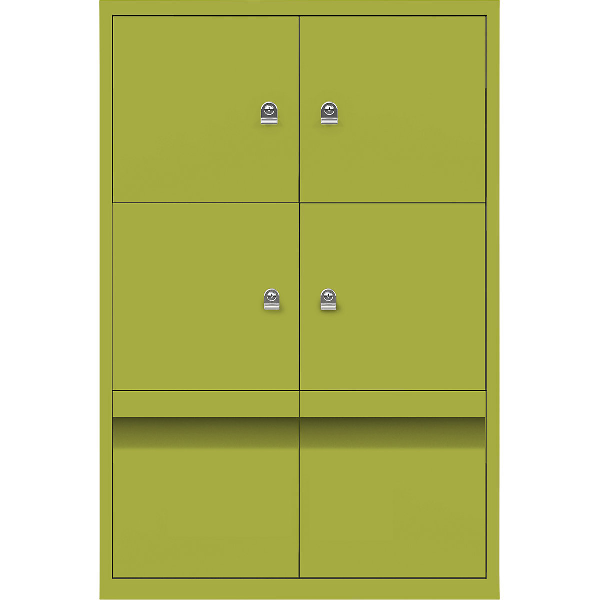 LateralFile™ lodge – BISLEY, with 4 lockable compartments and 2 drawers, height 375 mm each, green-16