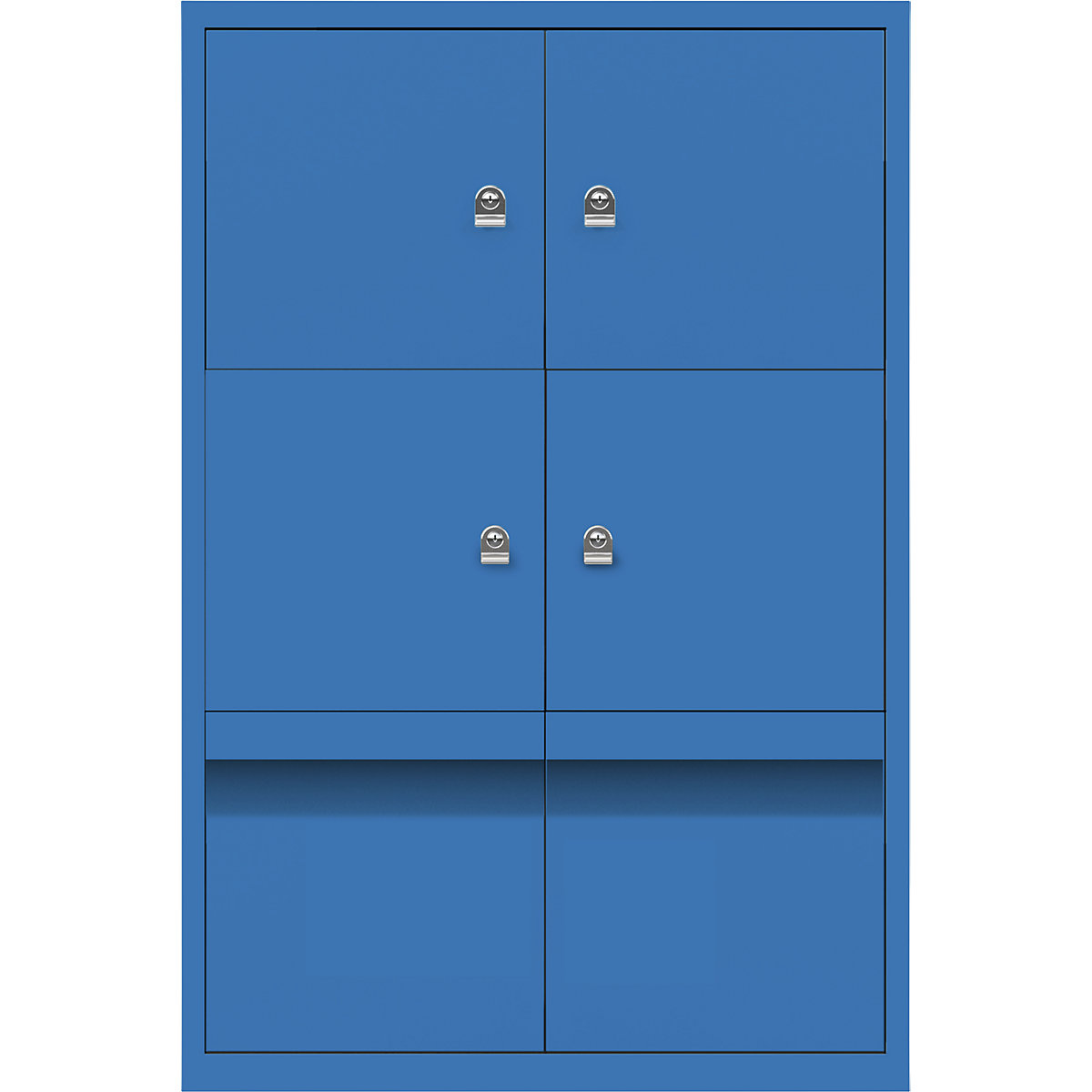 LateralFile™ lodge – BISLEY, with 4 lockable compartments and 2 drawers, height 375 mm each, blue-29