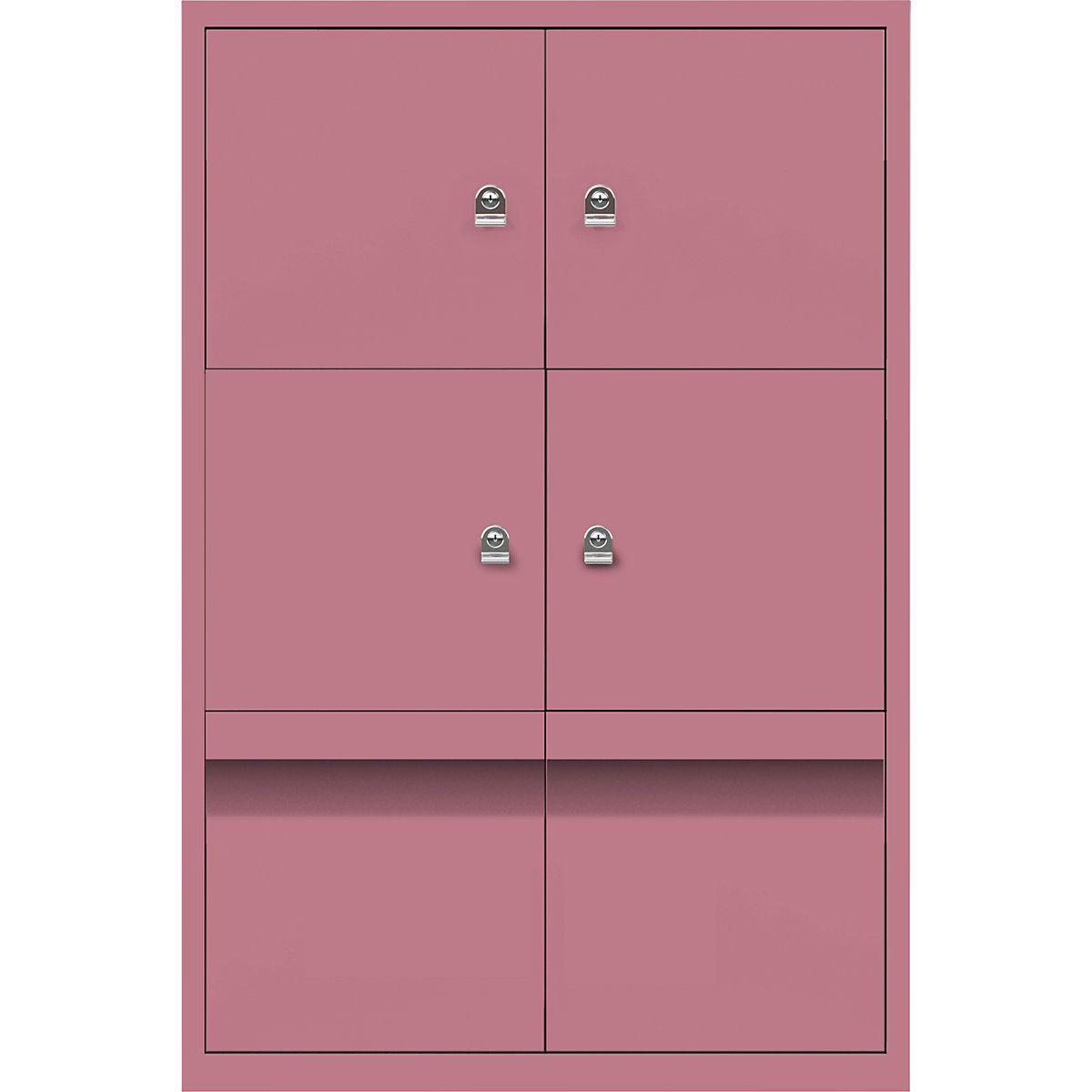 LateralFile™ lodge – BISLEY, with 4 lockable compartments and 2 drawers, height 375 mm each, pink-20