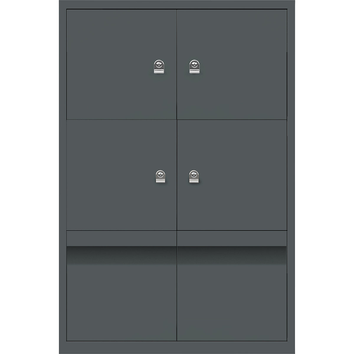 LateralFile™ lodge – BISLEY, with 4 lockable compartments and 2 drawers, height 375 mm each, slate-32