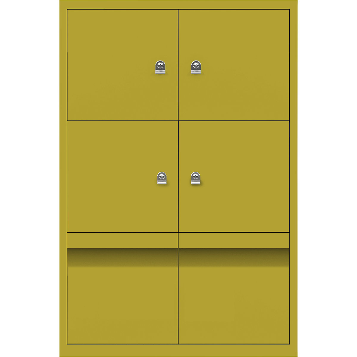 LateralFile™ lodge – BISLEY, with 4 lockable compartments and 2 drawers, height 375 mm each, tickleweed-25